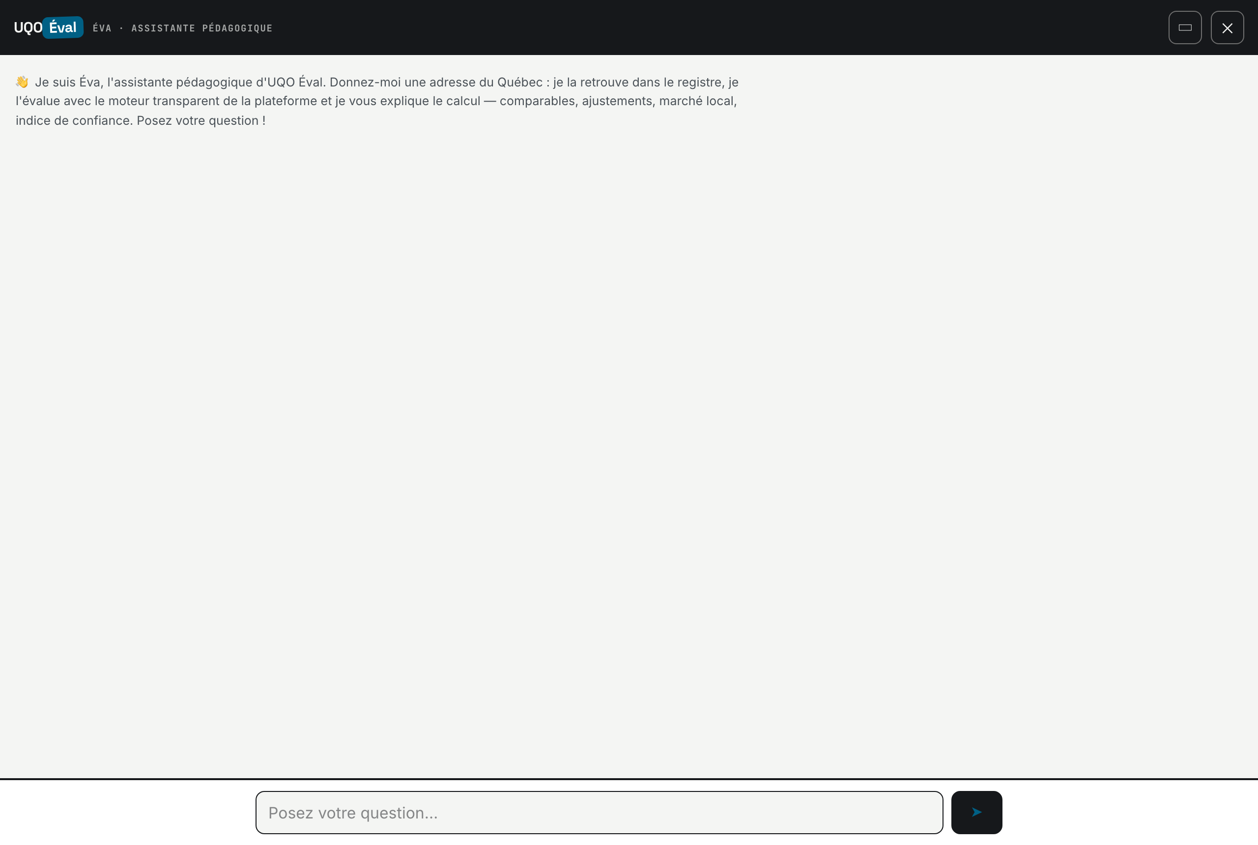 Fenêtre de conversation d'Éva ouverte en plein écran